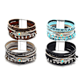 Miniatyrbilde 3 av 5: Womens Leather Cuff Bracelet Feather Multi Strand Bracelet Wrap B