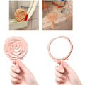 Pikkukuva 3 / 5: Vintage Rose Carving Handheld Makeup Mirror Pink Tiny Mirror with