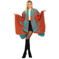Miniatyrbild 5 av 5: 1 st orange poncho för kvinnor - Stor stickad vinterscarf - Tjock
