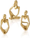 Guld Heminredning Dekor, Resin Thinker Staty Guld Dekor 3 Stycken,