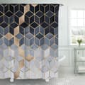 Marmor Duschdraperi Abstrakt Geometriskt Rutnät Kubiska Guldlinjer Mo