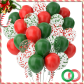 Miniatyrbild 1 av 5: 60 st Konfetti Julkulor Grön Röd Latex Ballon för Födelsedag