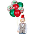 Miniatyrbillede 3 af 5: 60 stk. Konfetti Juleballoner Grøn Rød Latex Ballon til Fødselsdag