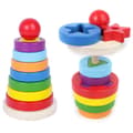 Baby Kids Trä Regnbåge Ring Stapling Spel Pussel Leksak