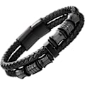 Miniatyrbillede 2 af 5: Herre Dobbelt-Række Sort Flettet Læder Armbånd Bangle Armbånd w