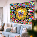 Pikkukuva 4 / 5: Sublime Tapestry Trippy Tapestry Sun Tapestry Hippie Mushroom Tap