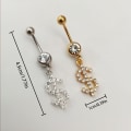Miniatyrbilde 4 av 5: Stål Dangle Navel Belly Button Ring Bar Curved Barbell Body Pier