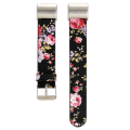 Miniatyrbillede 2 af 5: Læderrem med blomstermønster til Fitbit Charge2, sort