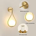Miniatyrbillede 4 af 4: Moderne Væglampe, E27 Globe Sconce, til Soveværelse, Stue, Entre, Uden Pære, Guld [Energieffektivitetsklasse E]