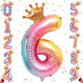 Miniatyrbillede 1 af 5: Helium folie tal ballon, 32 tommer regnbue gradient tal ballon