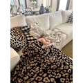 Miniatyrbillede 3 af 4: Uld tæppe strikket tæppe plus fløjl strikket jacquard tæppe leopard tæppe