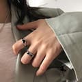 Miniatyrbilde 4 av 5: Gotisk Vintage Ringsett Fe Trash Black Hearts Stackable Vintag