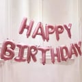 Miniatyrbild 4 av 5: Rosa Happy Birthday-ballongbanderoll / Rosa Happy Birthday-banderoll /