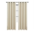 Miniatyrbillede 1 af 5: Sæt med 2 isolerede mørklægningsgardiner, gardiner med øjer, til stue og soveværelse, 140x175 cm (beige)