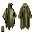 Miniatyrbillede 2 af 3: Regnponcho med hætte - Army Grøn - Regnponchoer, Vandafvisende Regnjakke