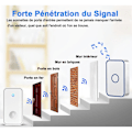 Miniatyrbillede 4 af 5: Trådløs Plug-in Ringeklokke - Trådløs, Intet Batteri Kræves, 60 Melodier, 5-Niveau Lydstyrke, LED-blink, Ringeklokkesæt med 150 Meter, LED-blink