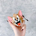 Miniatyrbillede 2 af 5: AirPods-etui, nuttet 3D-mus, tyk, blød, bærbar nøglering Fing