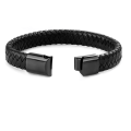 Miniatyrbillede 2 af 4: Flettet læderarmbånd til mænd, rustfrit stål magnetisk spænde C