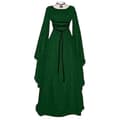 Dam Halloween Renässans Medeltida Maxiklänning Gotisk Cosplay Kostym Green L