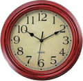 Tyst, tickfri, rund retro kvartsväggklocka (12 tum) Red