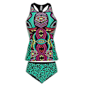 Miniatyrbild 3 av 5: kvinnor Boho Tankini Set Bikini Vadderad baddräkt Badkläder Strandkläder Baddräkt Baddräkt L