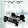 Miniatyrbillede 2 af 5: Mobil stationær computerstativ Rullende hjul Justerbar bredde Pc Tower Stander (Sort), Sort