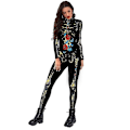Miniatyrbillede 4 af 5: Dame Horror Skull Bronzing Print Jumpsuit Sæt Farve 1 L