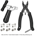 Miniatyrbillede 1 af 5: Kædelåstang + Cykelkædenitteværktøj + 3 par Cykel Manglende Links, Chain Link Riveter Kædetænger til 6/7/8/9/1