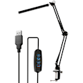 Miniatyrbild 3 av 5: 12W-svart LED-bordslampa med lång arm Vikbar läsklämma Skrivbordslampa，Lämplig för sovsalar, sovrum, personliga utrymmen