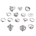 Miniatyrbild 1 av 4: 16st/ set Retro Boho Hamsa Hand Crown Finger Midi Knuckle Stacking Rings Smycken