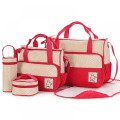 Miniatyrbild 2 av 3: Femdelad Mummy Bag Skötväska Multifunktionell Rese Vattentät Mummy Bag, Gravidväskor Med Stor kapacitet Och Flera Fickor A916-01 Red