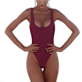 Miniatyrbild 1 av 4: kvinnor Push Up Solid Backless Monokini One Piece Baddräkt Baddräkt Wine Red L