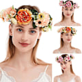 Pikkukuva 2 / 5: Flower Headpand Naisten säädettävä kukkakruunu Flower Garland -hiuspanta Orange