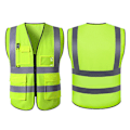 Miniatyrbillede 3 af 10: Sikkerhedsreflekterende vest til byggeri, industri, bygning, vej, vejtrafik, lynlåslukning, multi-lomme design - Grøn