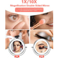 Miniatyrbilde 2 av 5: Lighted Makeup Mirror with Light and Magnifier, 1x/10x Magnification Double Sided LED Mirror 360° Rotatable Round Mirror