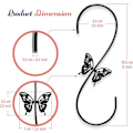 Miniatyrbild 4 av 5: 2-pack metall fågelmatarkrokar 12 tums fjärilsdesignkrokar för att hänga fågelmatare Chime Lantern Black