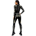 Miniatyrbillede 5 af 5: Dame Horror Skull Bronzing Print Jumpsuit Sæt Farve 1 M