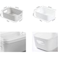 Miniatyrbillede 2 af 5: Sæt med 4 hvid plastopbevaringskurv, plastopbevaringskurv, plastikkurv med håndtag til stabelbare skabe, køkken, soveværelse, badeværelse, af