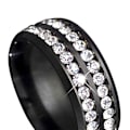 Miniatyrbild 5 av 5: Ring bred bredd Fadeless titan stål dubbla rader strass unisex smycken för bröllopsfest Silver US 9