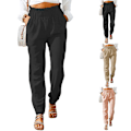 Miniatyrbillede 5 af 5: Kvinders flæsede stretch-haremsbukser Black 2XL