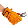 Miniatyrbild 3 av 5: Kuh-Zweischicht-Leder-Arbeitsversicherungshandschuhe Fahrer-Gartenarbeits-Zauberband mit Arbeitsversicherungshandschuhen aus Baumwolle