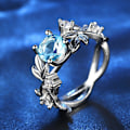 Miniatyrbild 5 av 5: Dam Ring Blommor Design All Match Accessoarer Mode Sweet Rhinestone Vigselring För Fest Dark Blue US 11
