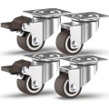 Miniatyrbillede 1 af 5: Universal 1 tommer flad plade * 2, 1 tommer flad pladebremse * 2 bløde båndlejer mute møbelhjul