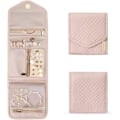 Miniatyrbillede 1 af 5: Rejsesmykkeorganisator Sammenklappelig rulle til ringe, halskæder, øreringe, armbånd, mini, pastelrosa