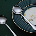 Miniatyrbillede 2 af 5: 6-delt suppeske, rustfrit stål rund skebestik, klassisk skinnende suppeske, opvaskemaskinesikker bordskesæt.