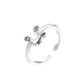 Miniatyrbillede 2 af 5: Mode Kvinder Simpel A til Z Engelsk Alfabet Bogstav Rhinestone Åben Ring smykker Silver F
