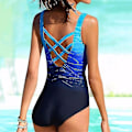 Miniatyrbild 3 av 5: dam Gradient Baddräkt Push Up Vadderad Monokini One Piece Badkläder Blue S