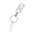 Miniatyrbillede 2 af 2: Silver Drive Letter Print Nøgleringe Fiskeben Nøgleringe Nøgleringe i rustfrit stål Ornamenter Craft Pendant Fars Dagsgaver