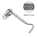Miniatyrbillede 1 af 5: Piao 1 styks stormkrog i rustfrit stål dørkrog Dørlås Vinduesfang Kabinedør Portlås med 4 stk. monteringsskruer Silver 6 inch