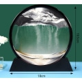 Miniatyrbillede 5 af 5: Quicksand Art 3D Rund Glas Quicksand Landskab, Kontorindretning, Sort, Sort, 7 tommer